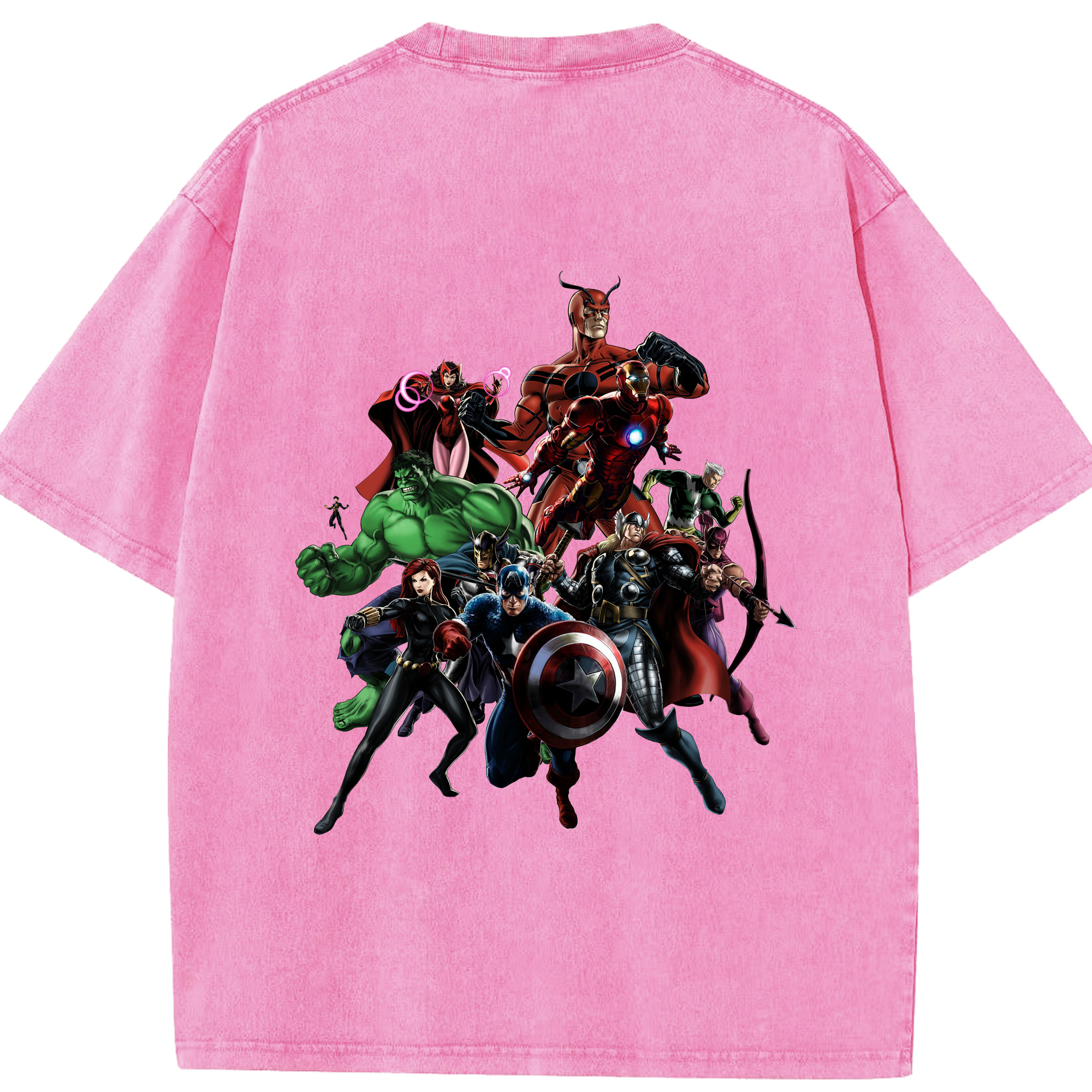 （画像用） アベンジャーズ The Avengers 綿100% ヴィンテージ風 半袖Tシャツ（背面プリント）